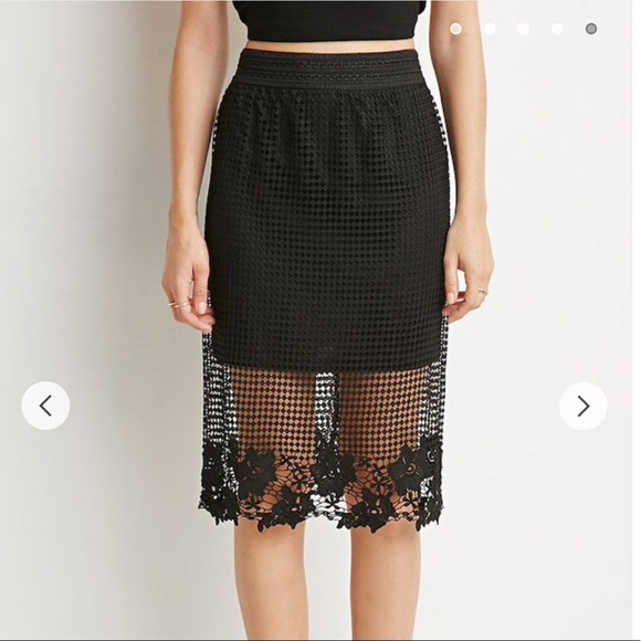 Forever 21 Dresses & Skirts - Forever 21 Lace Fishnet High Waisted Skirt